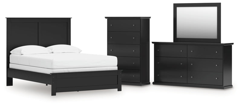 Maribel Full Panel Bed, Dresser, Mirror and Chest