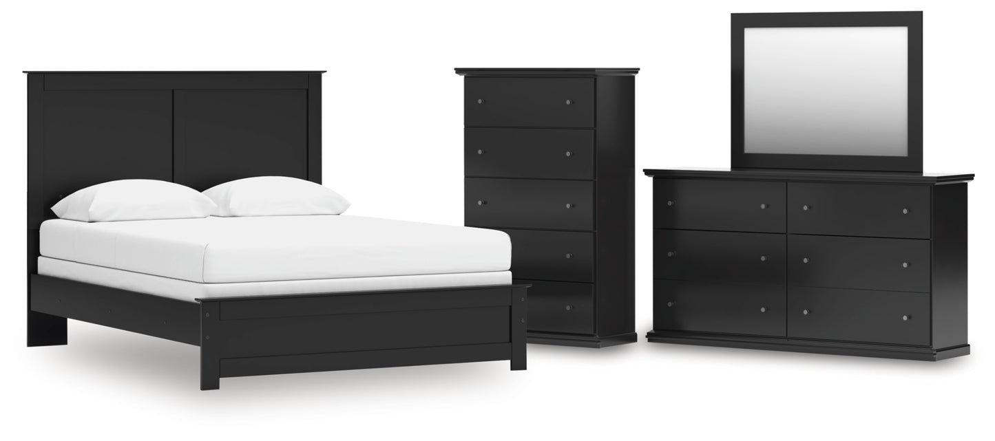 Maribel Queen Panel Bed, Dresser, Mirror and Chest