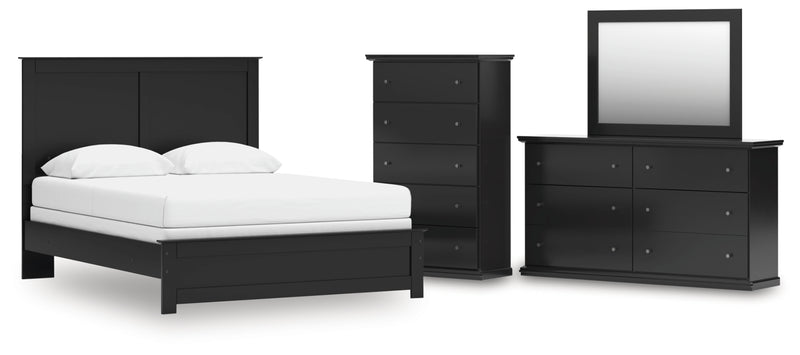 Maribel Queen Panel Bed, Dresser, Mirror and Chest