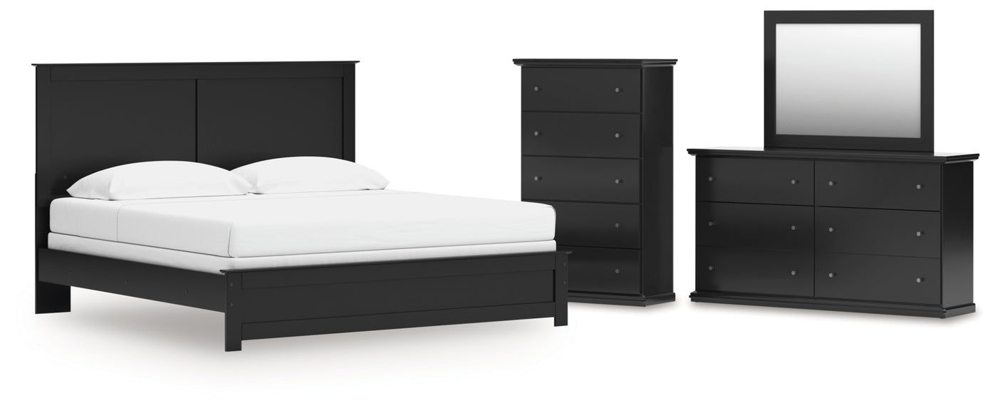 Maribel King Panel Bed, Dresser, Mirror and Chest