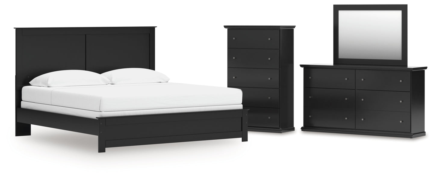 Maribel King Panel Bed, Dresser, Mirror and Chest