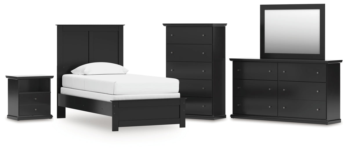 Maribel Twin Panel Bed, Dresser, Mirror, Chest and Nightstand