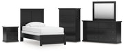 Maribel Twin Panel Bed, Dresser, Mirror, Chest and Nightstand