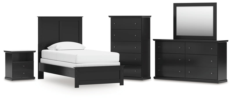 Maribel Twin Panel Bed, Dresser, Mirror, Chest and Nightstand