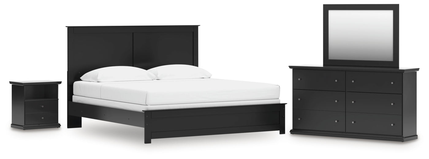 Maribel King Panel Bed, Dresser, Mirror and Nightstand
