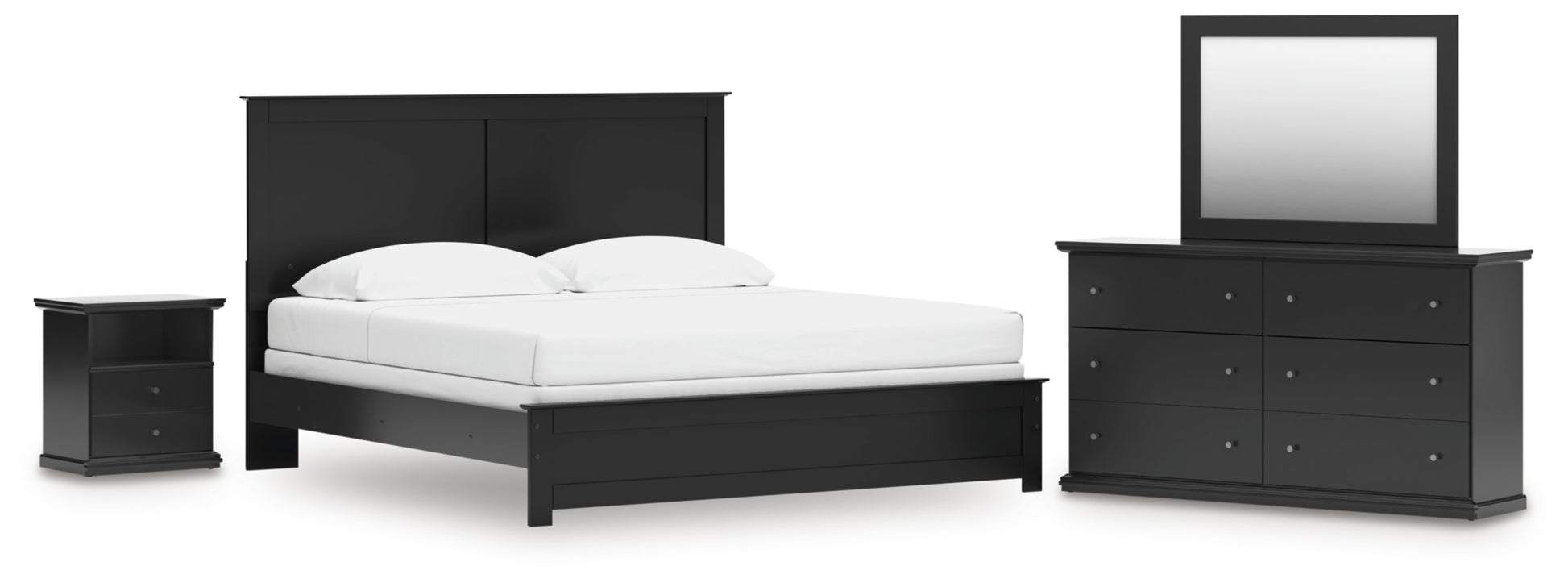 Maribel King Panel Bed, Dresser, Mirror and Nightstand