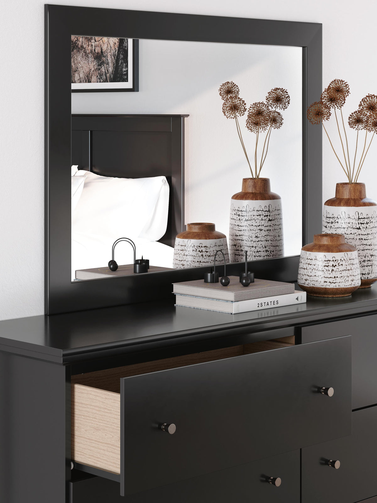 Maribel Queen Panel Bed, Dresser, Mirror and Nightstand