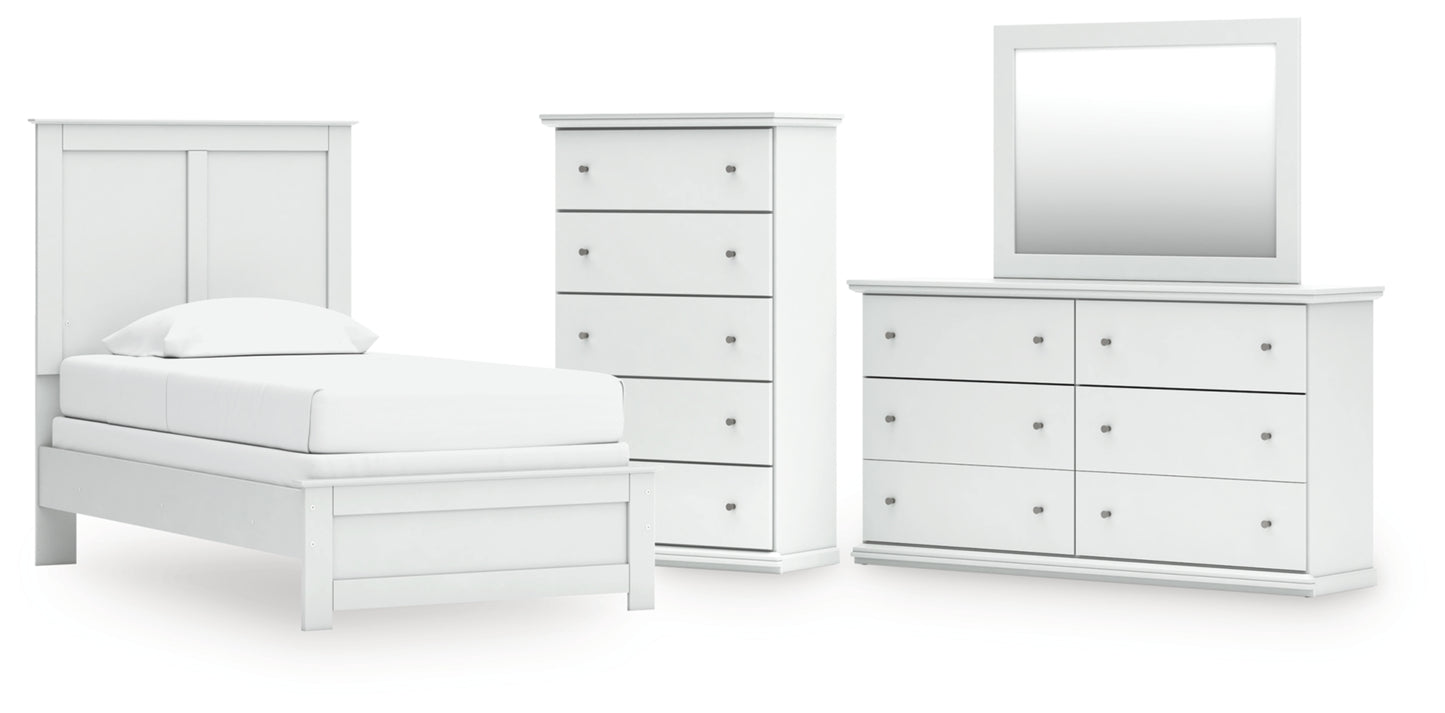 Bostwick Shoals Twin Panel Bed, Dresser, Mirror and Chest