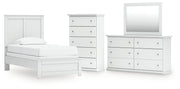Bostwick Shoals Twin Panel Bed, Dresser, Mirror and Chest