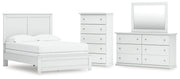 Bostwick Shoals Full Panel Bed, Dresser, Mirror and Chest
