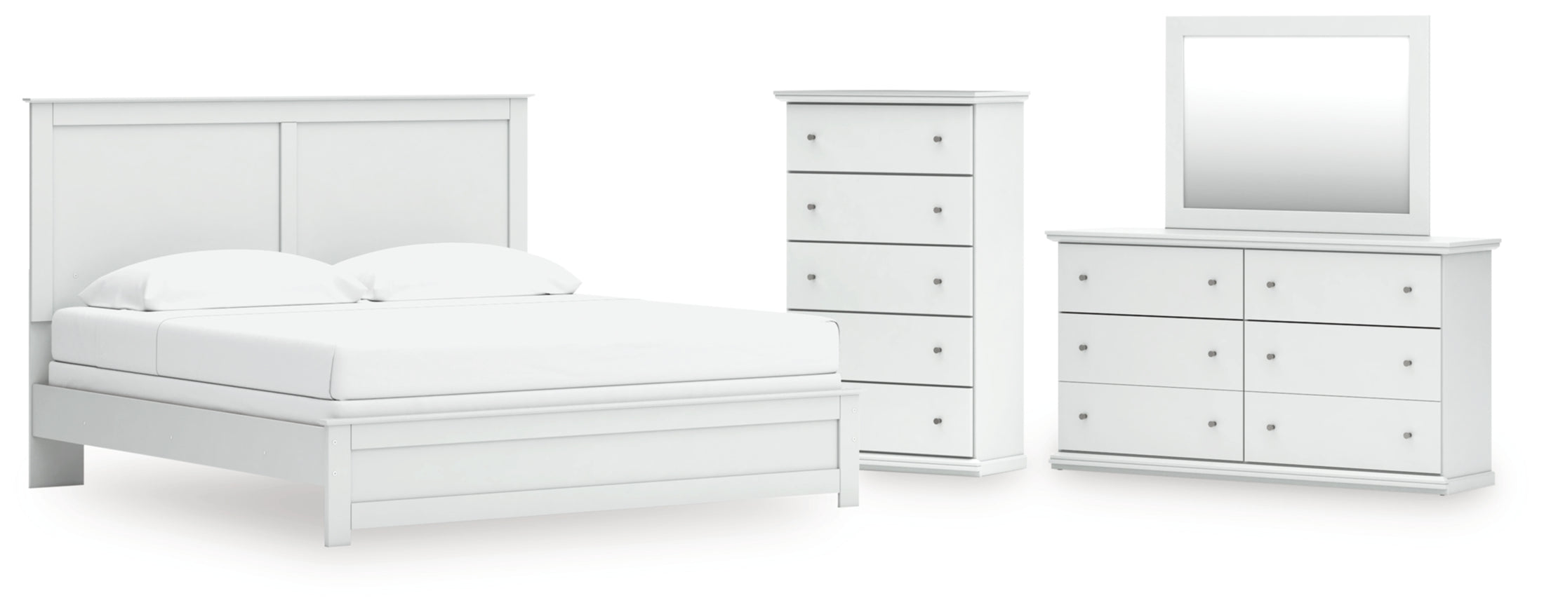 Bostwick Shoals King Panel Bed, Dresser, Mirror and Chest