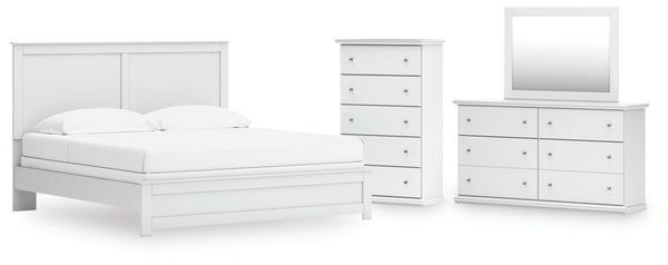 Bostwick Shoals King Panel Bed, Dresser, Mirror and Chest