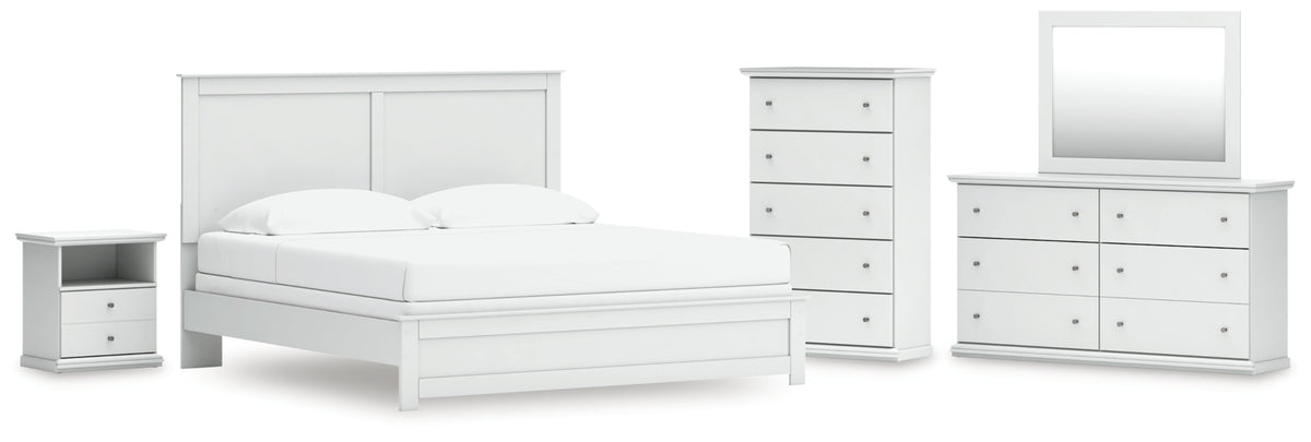 Bostwick Shoals King Panel Bed, Dresser, Mirror, Chest and Nightstand