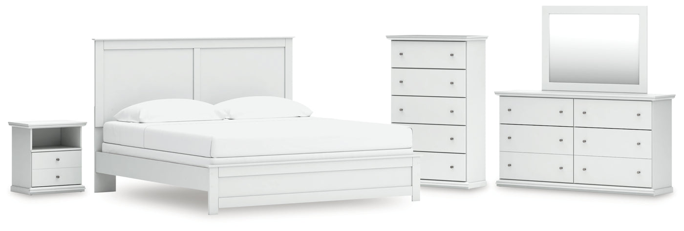 Bostwick Shoals King Panel Bed, Dresser, Mirror, Chest and Nightstand