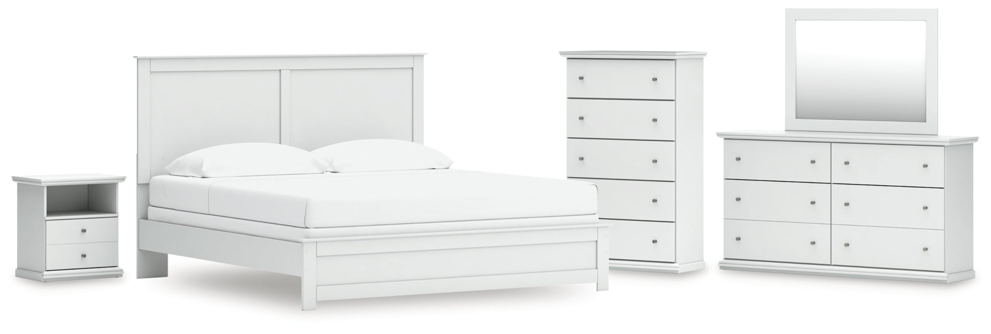 Bostwick Shoals King Panel Bed, Dresser, Mirror, Chest and Nightstand