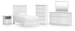 Bostwick Shoals Twin Panel Bed, Dresser, Mirror, Chest and Nightstand