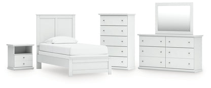 Bostwick Shoals Twin Panel Bed, Dresser, Mirror, Chest and Nightstand