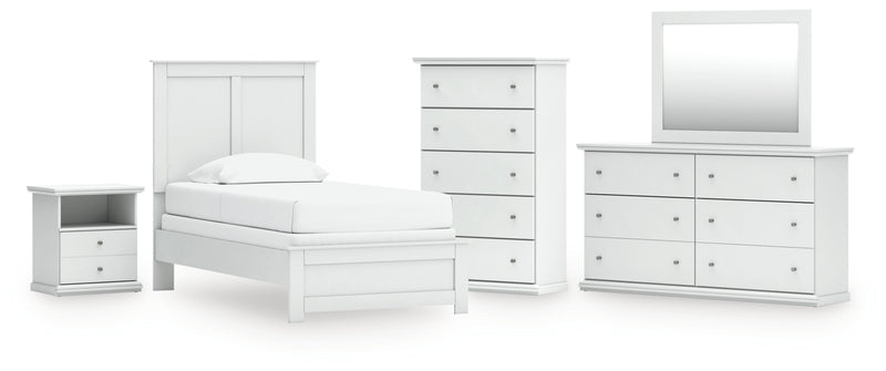 Bostwick Shoals Twin Panel Bed, Dresser, Mirror, Chest and Nightstand