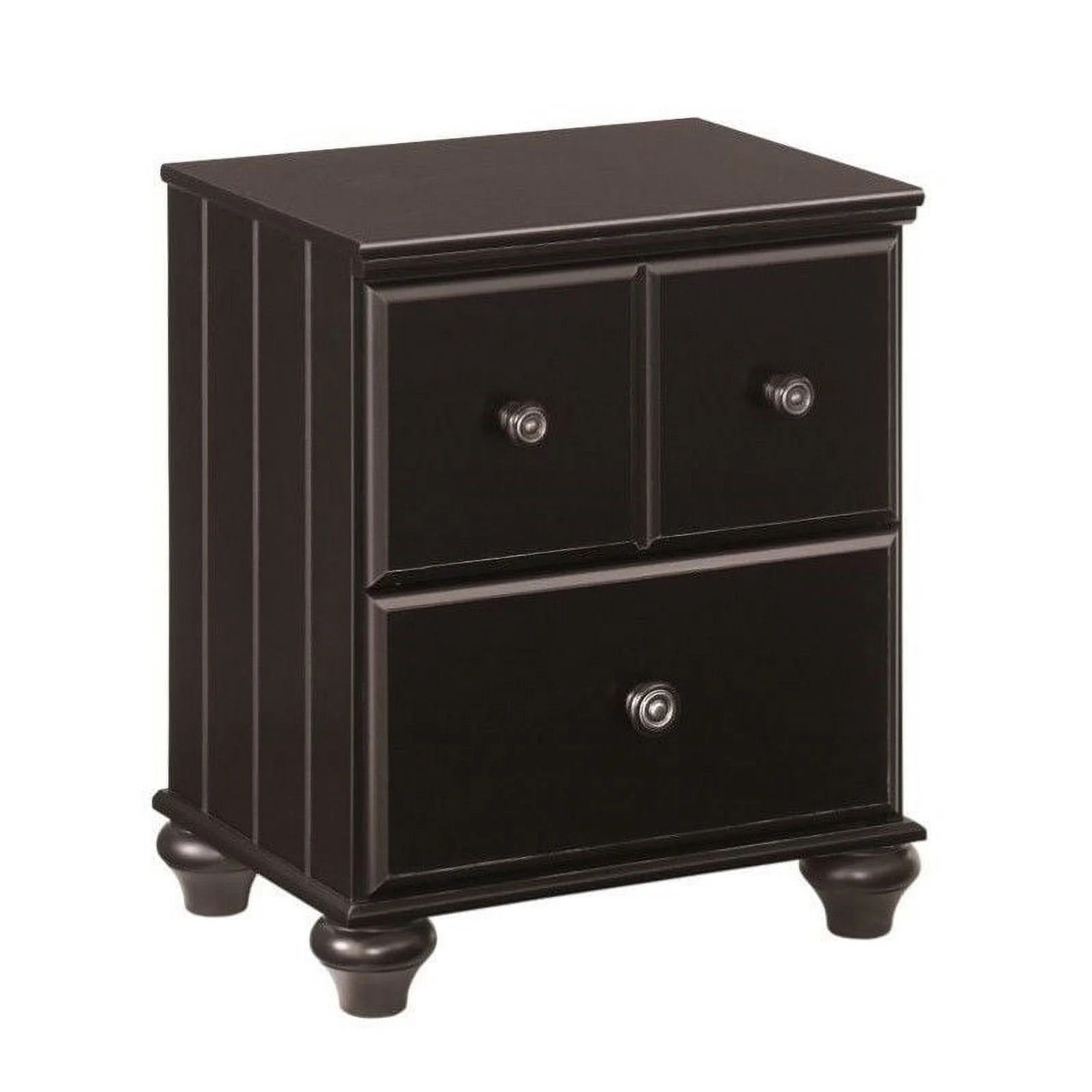 Two Drawer Nightstand Black Finish