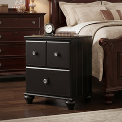 Two Drawer Nightstand Black Finish