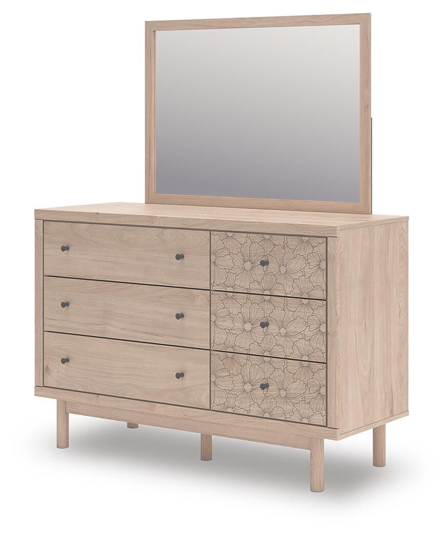 Arloster Full Upholstered Panel Bed with Storage, Dresser, Mirror and Nightstand