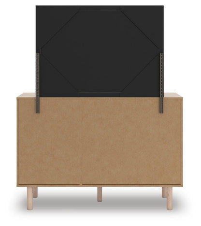 Arloster Full Upholstered Panel Bed with Storage, Dresser, Mirror and Nightstand