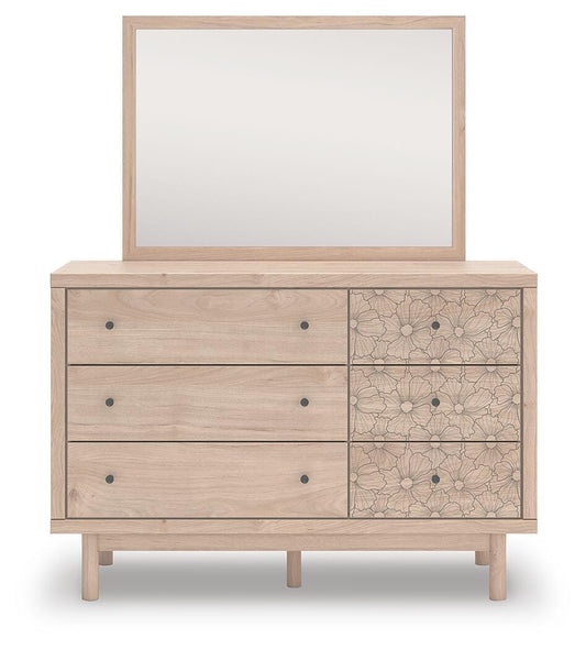 Arloster Full Upholstered Panel Bed with Storage, Dresser, Mirror and Nightstand