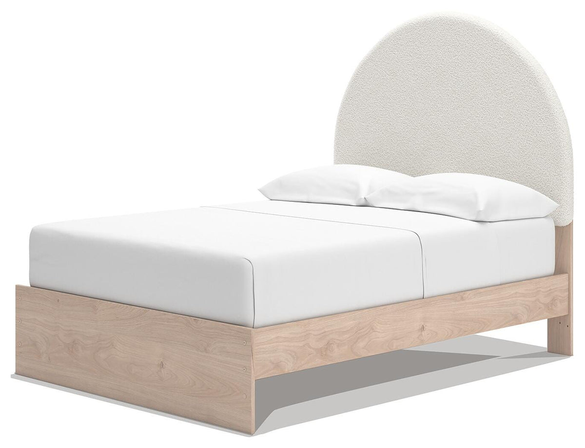 Arloster Full Upholstered Panel Bed with Storage, Dresser, Mirror and Nightstand