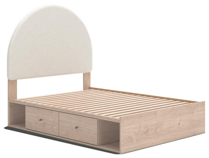 Arloster Full Upholstered Panel Bed with Storage, Dresser, Mirror and Nightstand