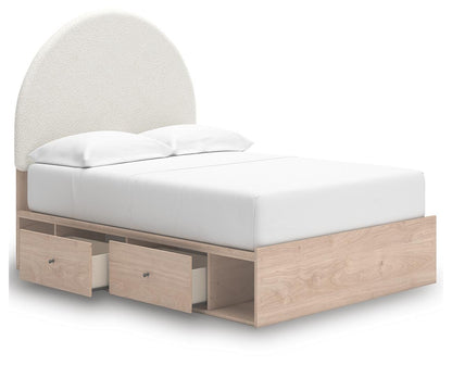Arloster Full Upholstered Panel Bed with Storage, Dresser, Mirror and Nightstand