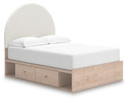 Arloster Full Upholstered Panel Bed with Storage, Dresser, Mirror and Nightstand