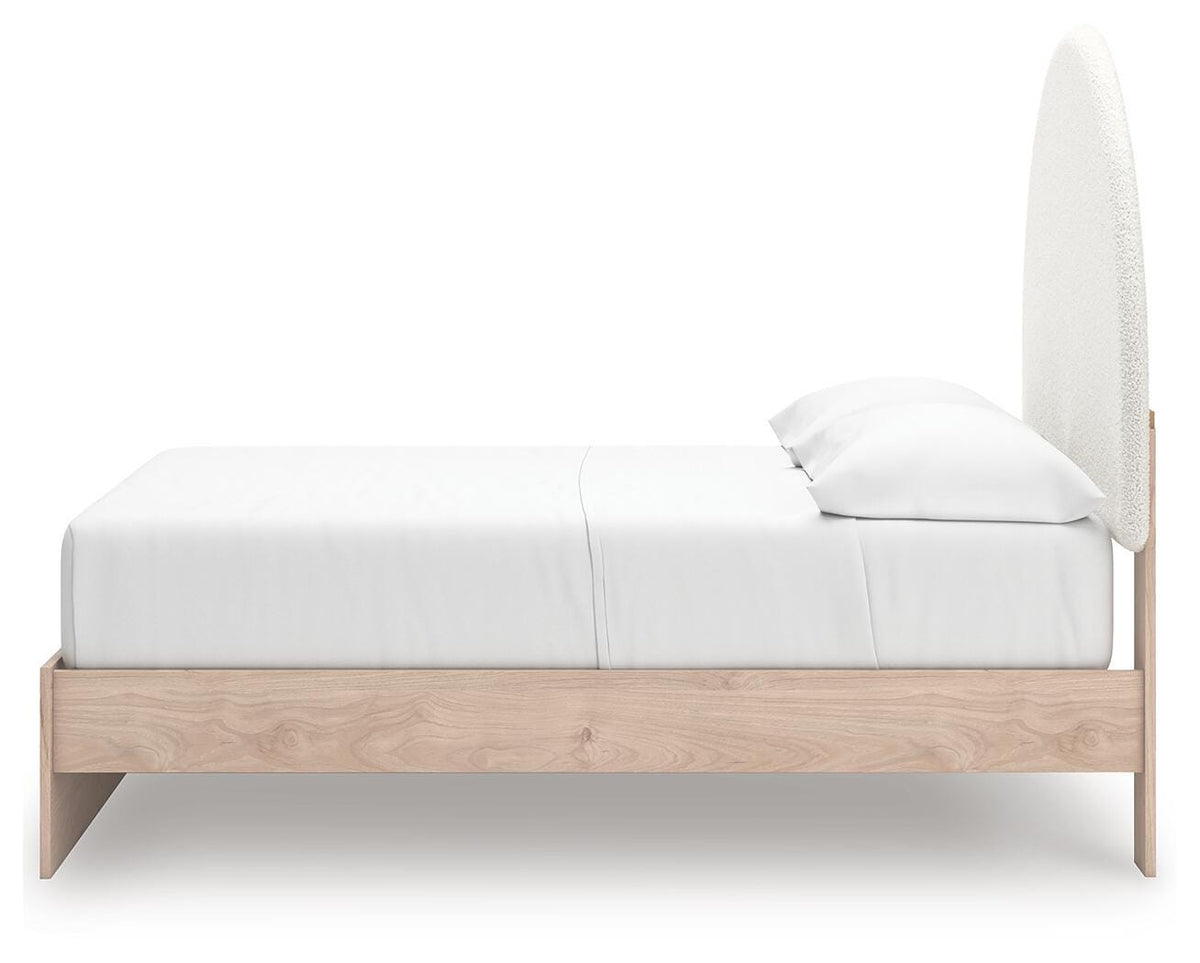Arloster Full Upholstered Panel Bed with Storage, Dresser, Mirror and Nightstand