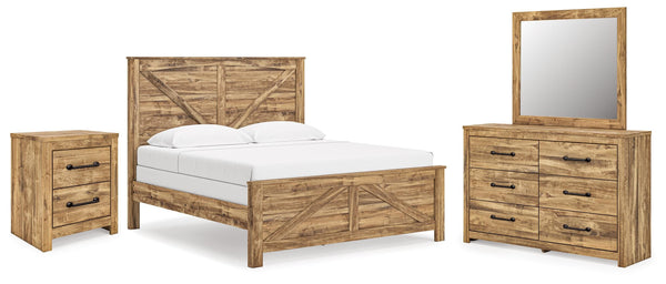 Maystonna Crossbuck Panel Bed. Dresser, Mirror and Nightstand