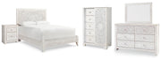 Paxberry Queen Panel Bed with Mirrored Dresser, Chest and Nightstand