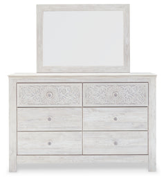 Paxberry King Panel Bed with Mirrored Dresser