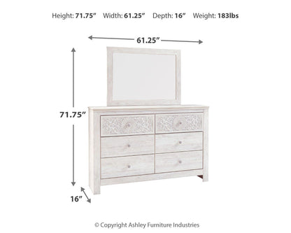 Paxberry Queen Panel Bed with Mirrored Dresser