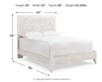 Paxberry Queen Panel Bed with Mirrored Dresser