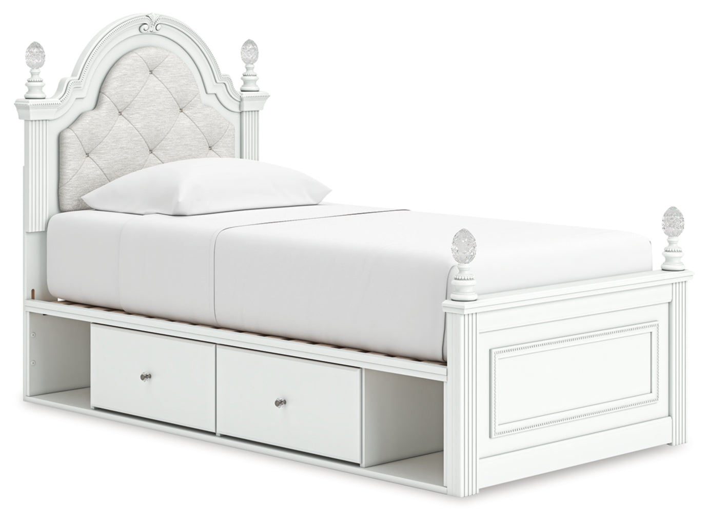 Kozlani Twin Upholstered Panel Storage Bed, Dresser, Mirror and Nightstand