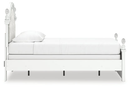 Kozlani Twin Upholstered Panel Bed, Dresser and Mirror