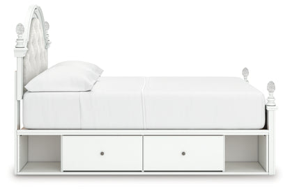 Kozlani Full Upholstered Panel Storage Bed, Dresser, Mirror and Nightstand