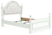 Kozlani Full Upholstered Panel Bed, Dresser, Mirror and Nightstand