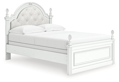 Kozlani Full Upholstered Panel Bed, Dresser, Mirror and Nightstand