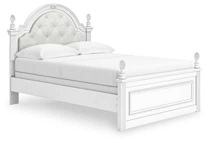 Kozlani Full Upholstered Panel Bed, Dresser and Mirror