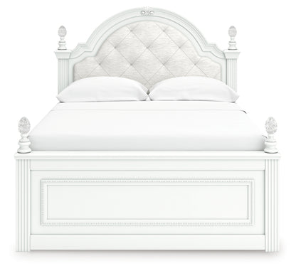 Kozlani Full Upholstered Panel Bed, Dresser, Mirror and Nightstand