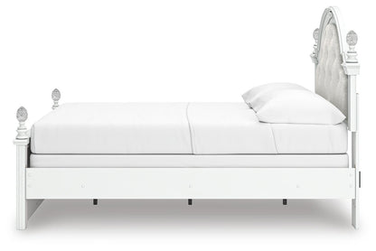 Kozlani Full Upholstered Panel Bed, Dresser and Mirror