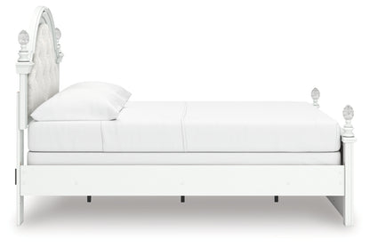 Kozlani Full Upholstered Panel Bed, Dresser and Mirror
