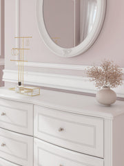 Kozlani Full Upholstered Panel Bed, Dresser and Mirror
