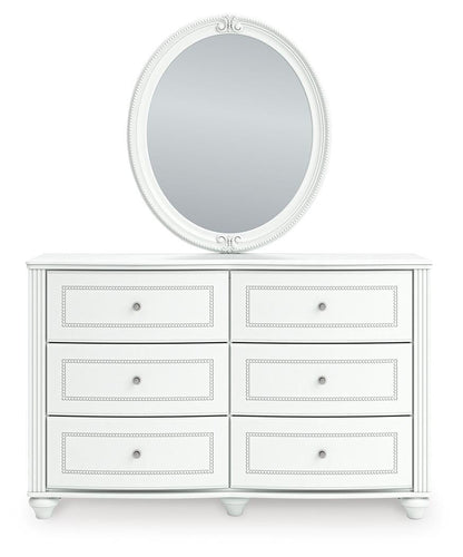 Kozlani Full Upholstered Panel Bed, Dresser and Mirror
