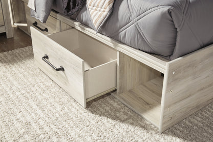Cambeck Full Panel Bed with 2 Storage Drawers with Mirrored Dresser, Chest and Nightstand