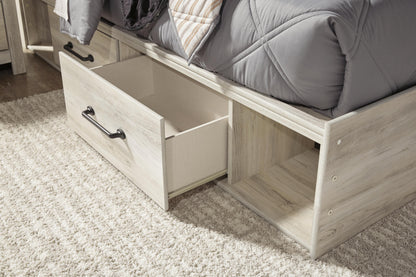 Cambeck Full Panel Bed with 2 Storage Drawers with Mirrored Dresser, Chest and Nightstand